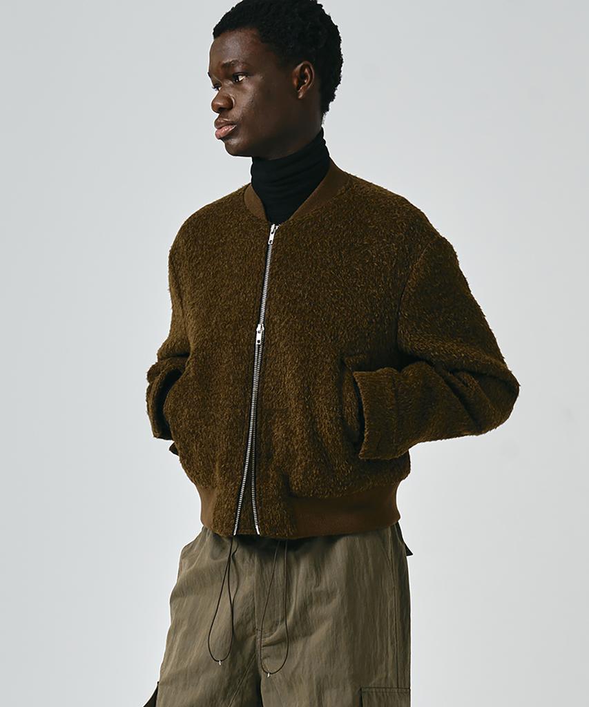Noirer Fancy Alpaca Crop Blouson (Khaki Brown)