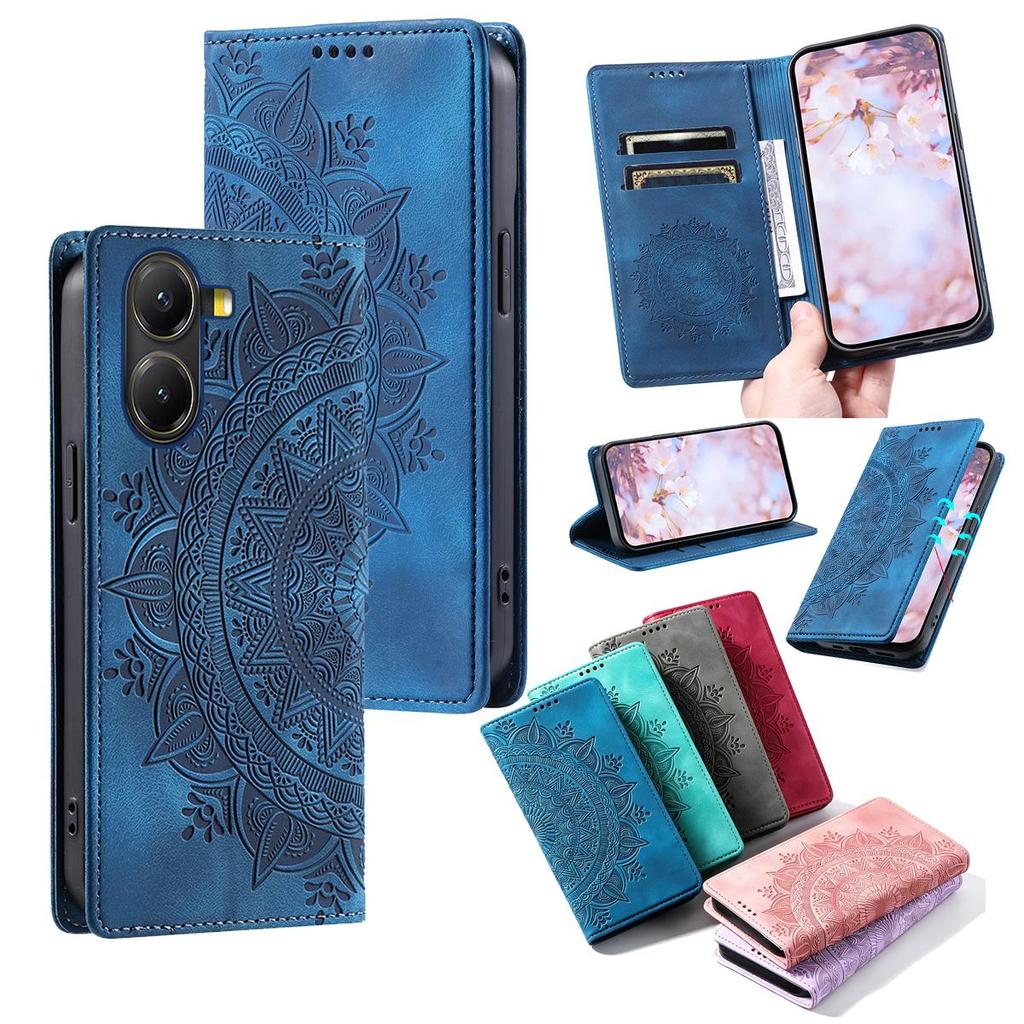 Для Xiaomi POCO X7 Pro 5G, M7 4G, Чехол-бумажник с откидной крышкой из PU-кожи с тиснением "Мандала", Магнитная застежка