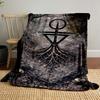 Stone Engraving with Roots Symbol Patterned Blanket, Flannel, Suitable for All Seasons, Home Decor, Warm and Cozy