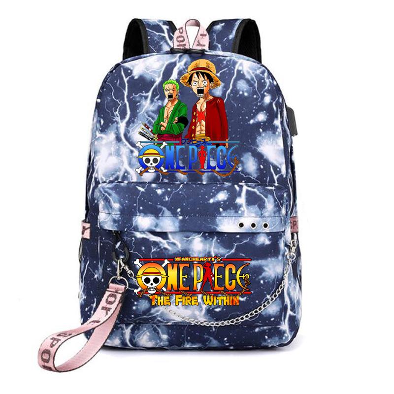 USB студенческая школьная сумка дорожный рюкзак с принтом One Piece повседневная модная сумка