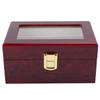 Wooden 3 Grid Watch Display Box Transparent Window Watch Storage Box (Red)