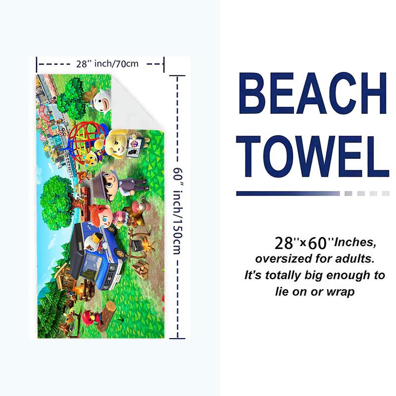Animal Crossing Anime Print Beach Towel, Large Soft Quick Dry Towel for Beach Camping Swimming