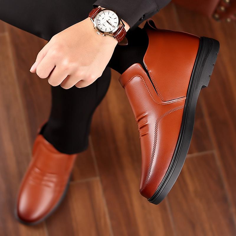 Модные брендовые мужские зимние ботинки из натуральной кожи, водонепроницаемые, теплые, шерстяные, повседневные, рабочие ботинки для активного отдыха, очень теплые, износостойкие, мужские ботинки