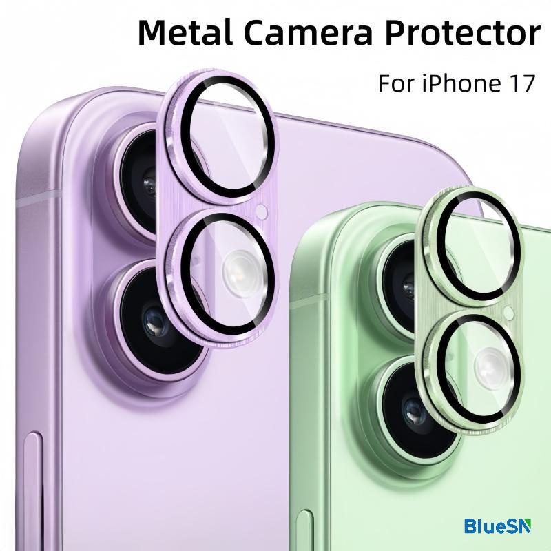 Для iPhone 17 Металлический Защитный Чехол из Сплава для Камеры Стеклянная Полная Защитная Крышка Задней Линзы для iPhone17 Фиолетовый Зеленый