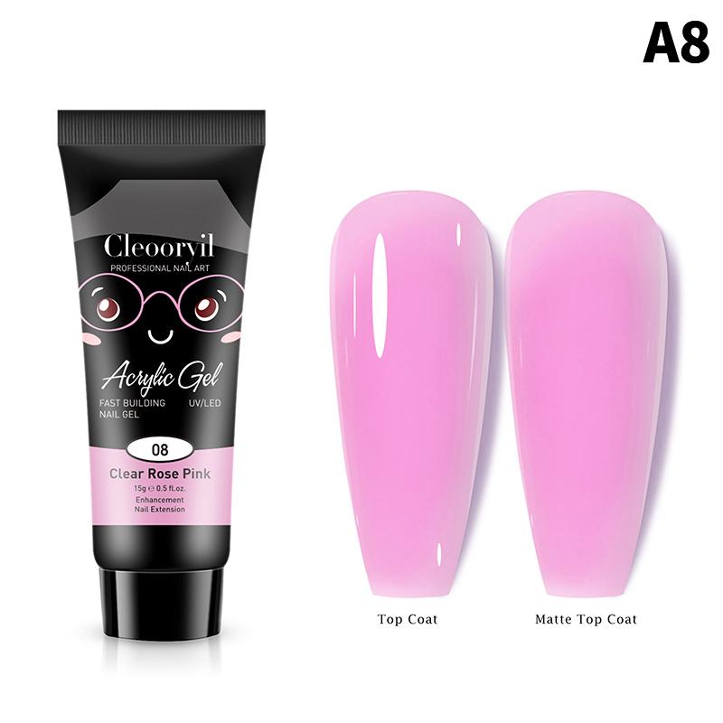 15 мл Многоцветный Поли Гель Лак Акриловый Клей для Наращивания Профессиональный Полуперманентный Резина Арт Клей для Ногтей