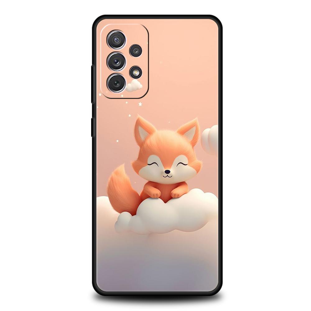 Cute Animal Fox Phone Case for Samsung Galaxy A73 A55 A53 A51 A35 A33 A32 A25 A23 A22 A15 A13 A17 A07 5G Soft TPU Shell Fundas
