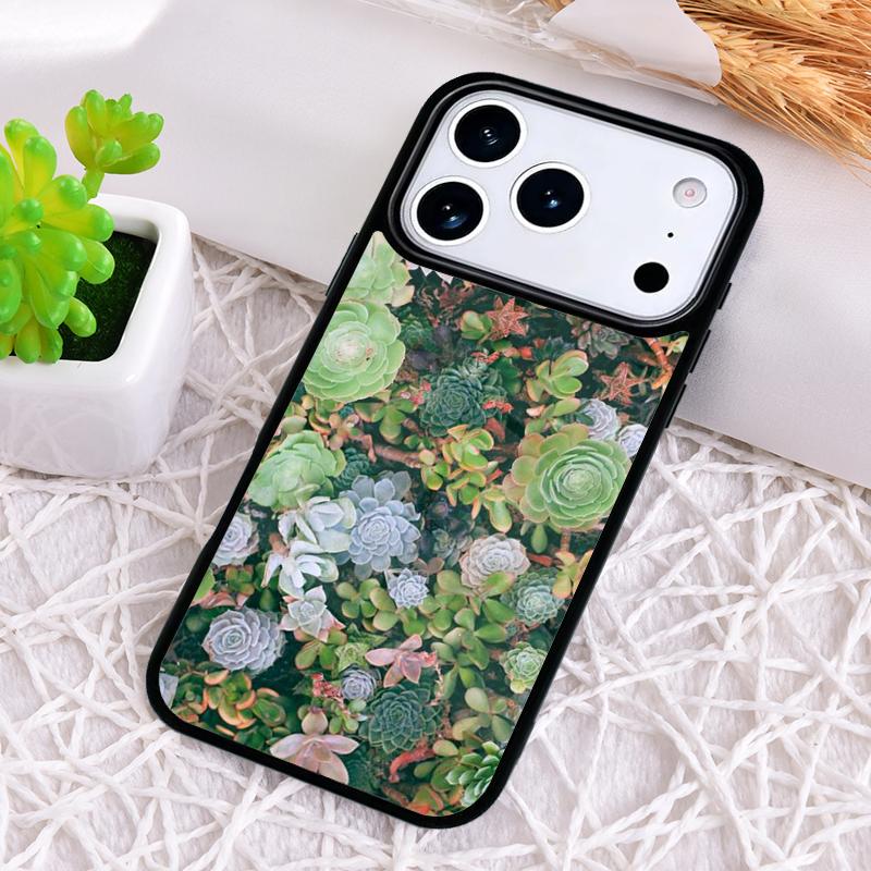 Мягкий чехол для телефона с кактусами и суккулентами для iPhone 17 Air 16 15 11 12 14 13 Pro Max Ударопрочный чехол