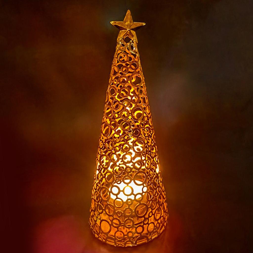 Christmas Tree Shaped Candle Holder Metal Scented Candle Stand Tealight Holder Home Tabletop Decoration for Holiday Party