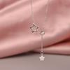 Hollow Little Star Five-pointed Star Inlaid Diamond Pulling Adjustment Tassel Necklace Temperament Clavicle Chain Women