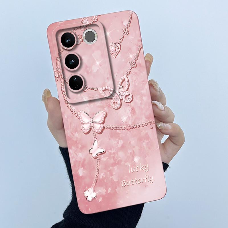 Для телефона VIVO V27 V29 5G Чехол V25E LATAM V27E V29E Крышка Модный Простой Цветок Мягкий Жидкий Силикон Защитный Чехол Fundas