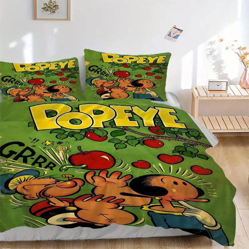 3pcs Popeye Cover Set, 1 Cover + 2 Pillowcases (No Insert), Bedding for All Seasons, Bedding,Bedroom Decor yy250922039