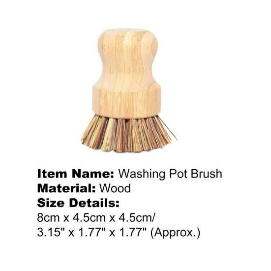 Dish Washing Brush Short Durable Bamboo Fiber Wooden Pot Brush for Home