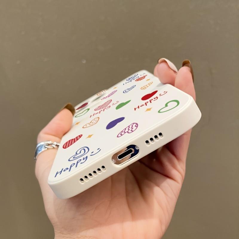 Счастливый дизайн чехла для телефона в форме сердца, подходящий для iPhone 17 16 15 14 13 12 11 Pro/ Max /Plus, противоударная задняя крышка