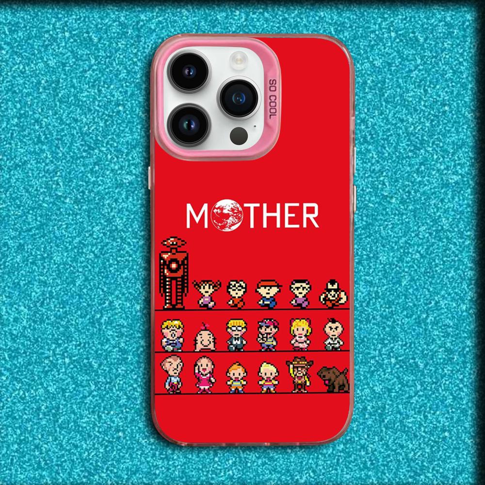 Чехол для телефона Game E-EarthBound Mother 4 Для iPhone 16,15,14,13,12,11,Mini,Pro,MAX Розовый Матовый Силиконовый Чехол