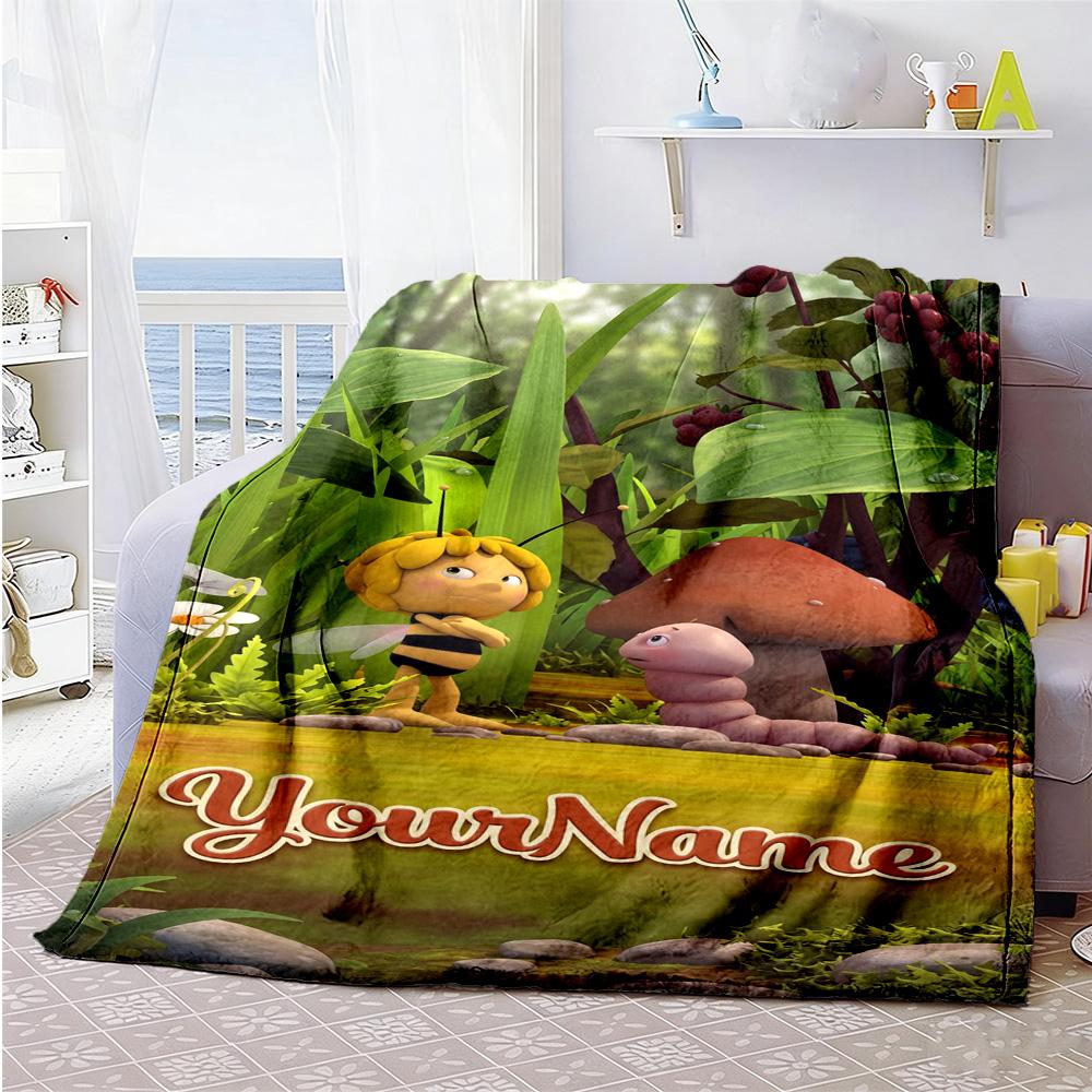 Biene Maja Personalized Name Blanket Cozy Customizable Blanket Soft & Cozy Great for Office Chair Living Room Picnics Bedding Four Seasons Universal
