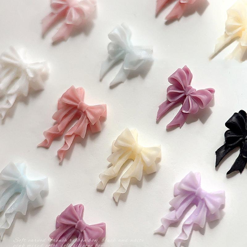 30 шт. красочные ленточные банты для ногтей, подвески, ленточные галстуки, детали для ногтей, смоляные 3D-украшения для ногтей, аксессуары Kawaii