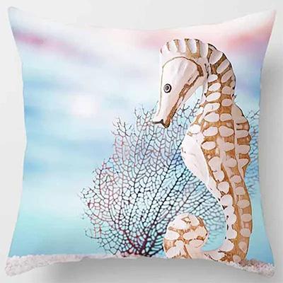 Home Decor Seahorse & Beach Scenes Decorative Pillow Covers Pattern Cushion Cover Suitable for Sofa Bedroom Car Pillow Cover