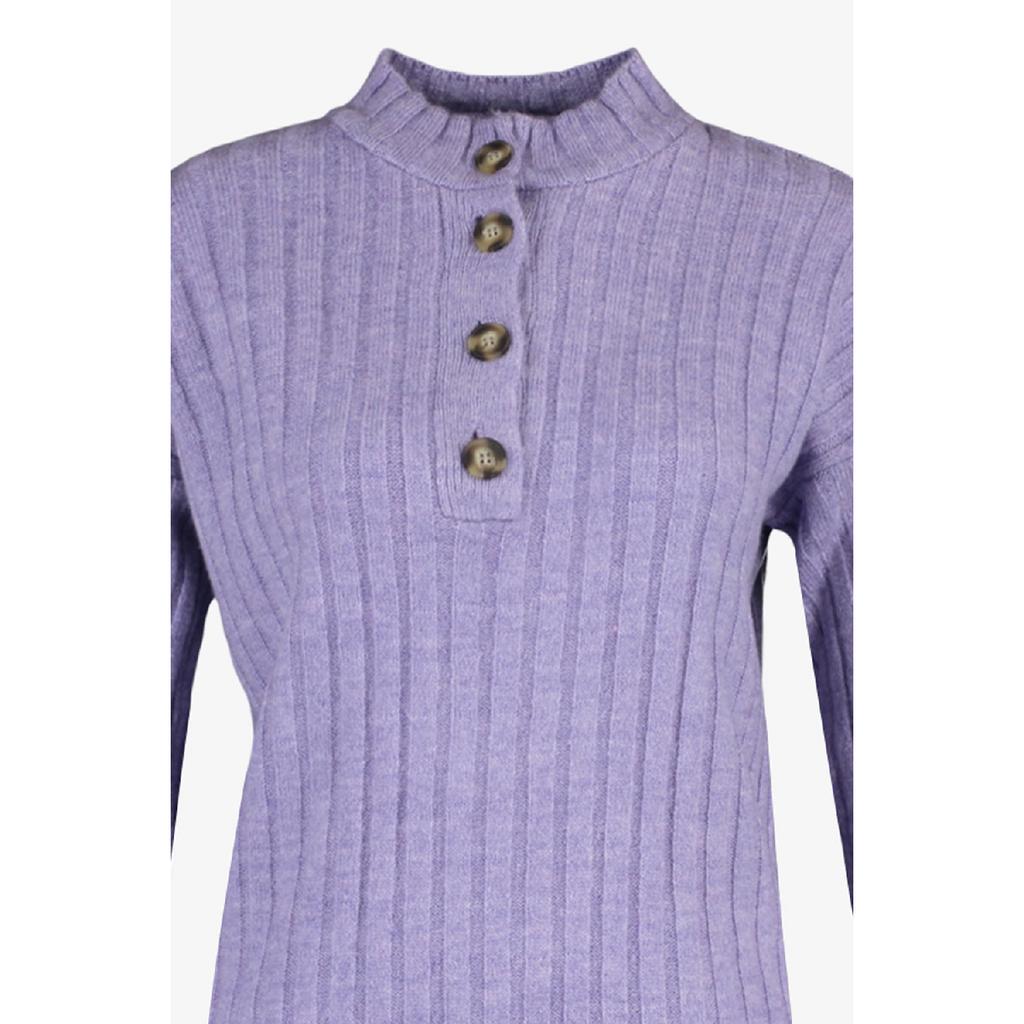 Трикотаж в рубчик с сиреневым воротником на пуговицах Tctaw23ak00035