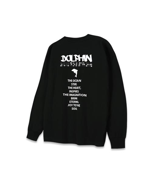 DOLPHIN WAVE APPAREL Dolphin Fingerreading Graphic Long Sleeve T-Shirt Black