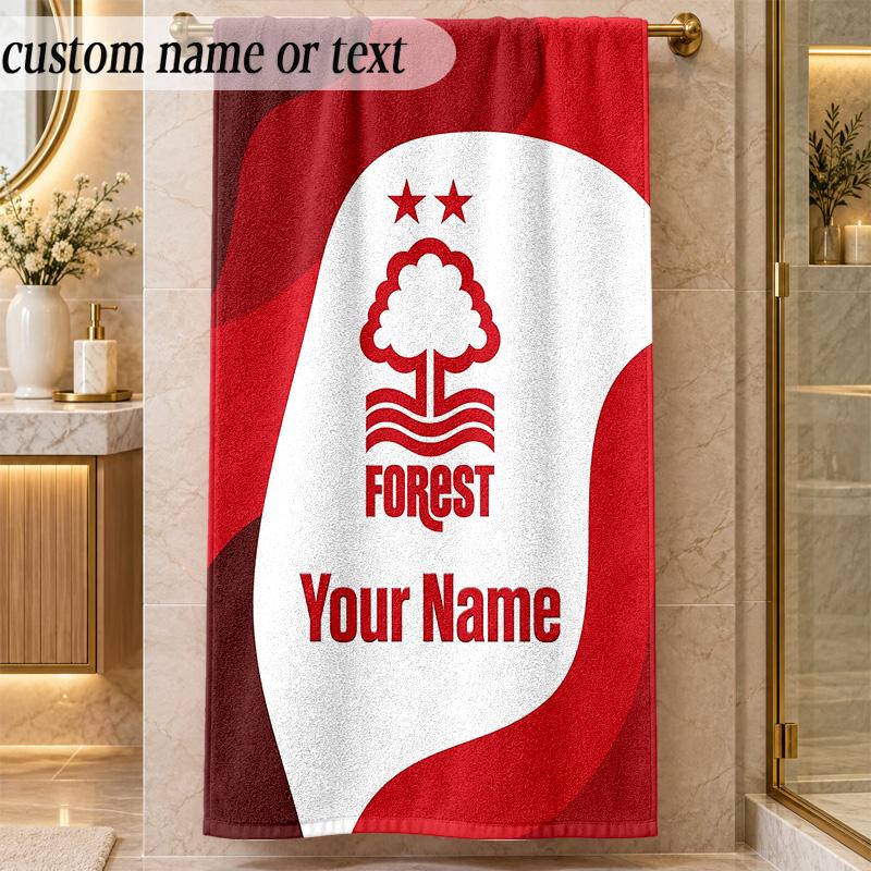 Beach TowelNottingham Forest FC Custom Name Text Personalized Soft Towel for Beach Pool Indoor Home Decor Gift