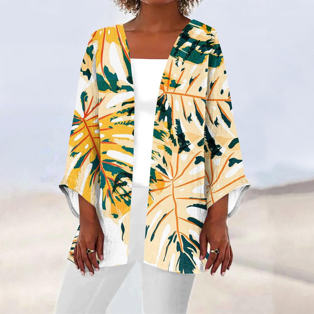 Women's Casual Fashion Printed Lightweight Mid-length Jacket Cardigan