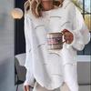 Women New Casual Fashion Hollow Hook Sweater Big Size Loose Solid Color Knit Sweater