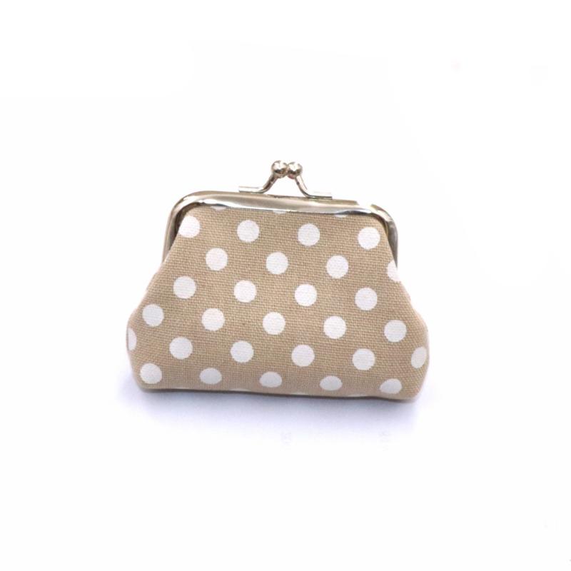 Kiss Lock Closure Polka Dot Coin Purse Compact Square Shape Travel Cosmetic Bag Lightweight Multifunctional Clutch Coin Purse