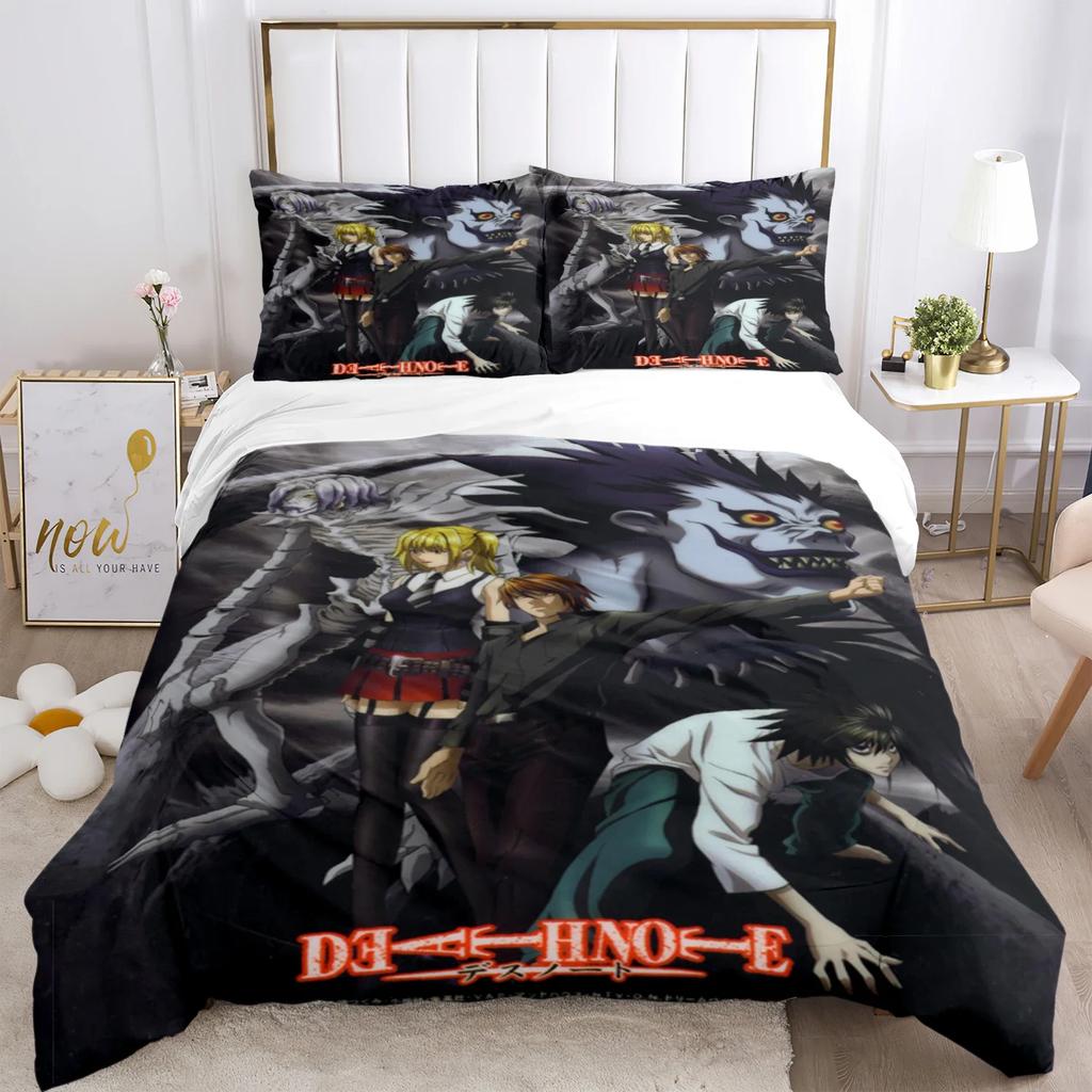 Death Note Print Three Piece Bedding Set Fashion Article Children or Adults for Beds Quilt Covers Pillowcases Bedding Set Gift
