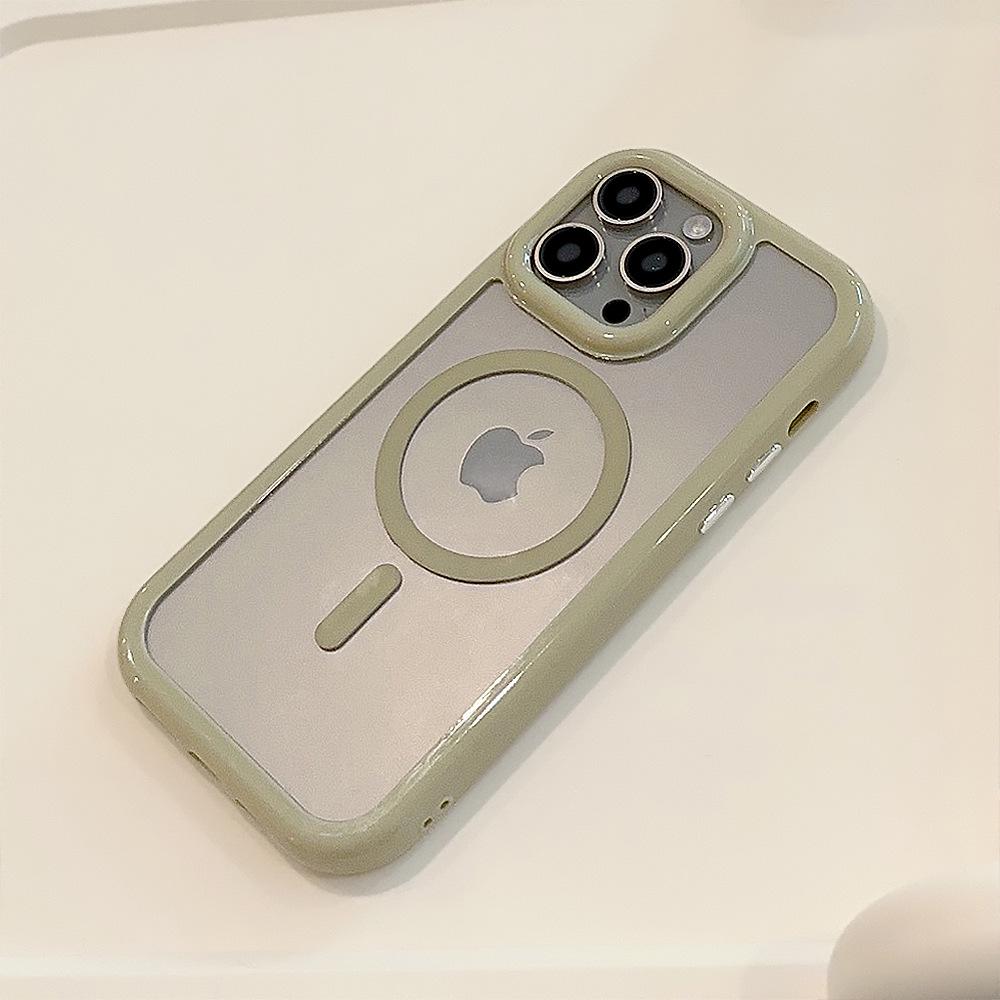 Кремовый Магнитный Акриловый Ударопрочный Чехол для iPhone Серии 11-16, Совместим с 15 Pro Max.