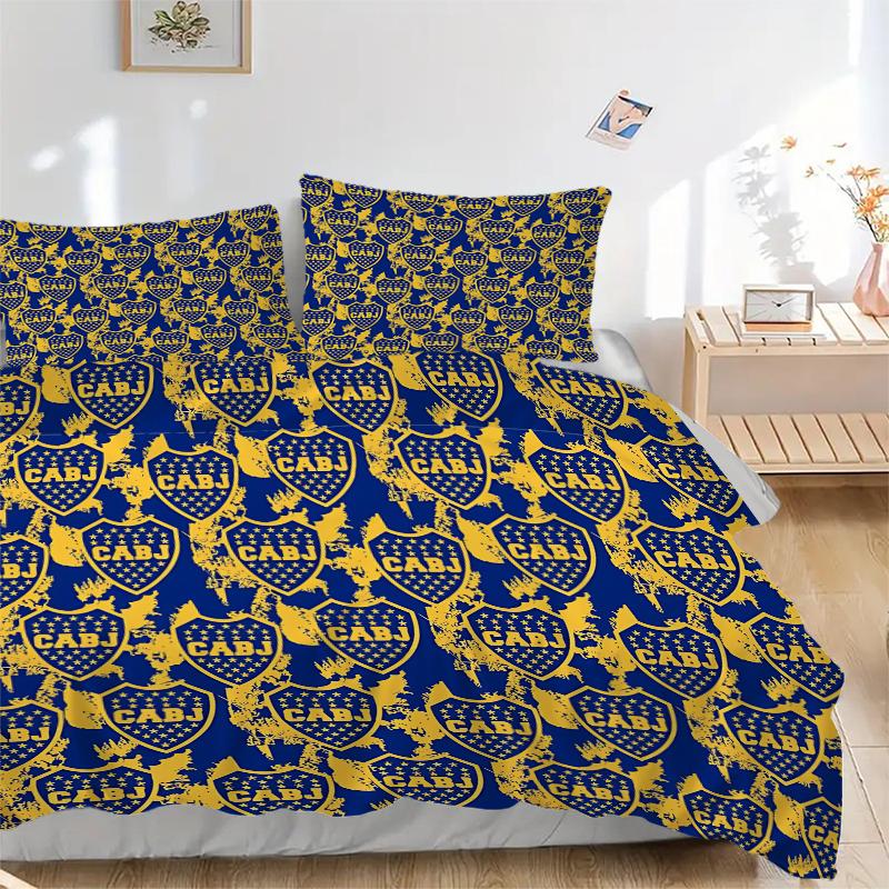 3Pcs Blue Yellow Crest Bedding Sets For All Sizes New 3D Printed Bed Cover Comforter Duvet Cover Pillowcase Bedroom Decoration