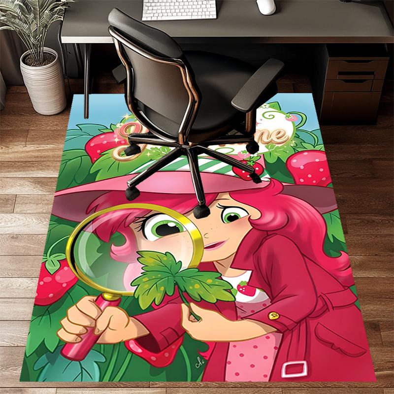 Princess Strawberry Design Area Rug Personalized Name- Non-Slip, Soft & Cozy Floor Mat for Living Room, Office - Indoor/Outdoor Carpet
