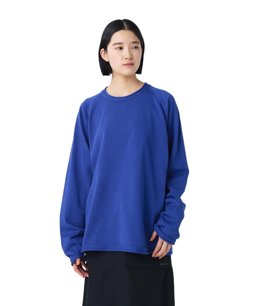Snow Peak Knit Pullover Knit Sweater Cut and Sew Long Sleeve BLUE M Water-Repellent KN-26SU001 T-Shirt Men's Women's