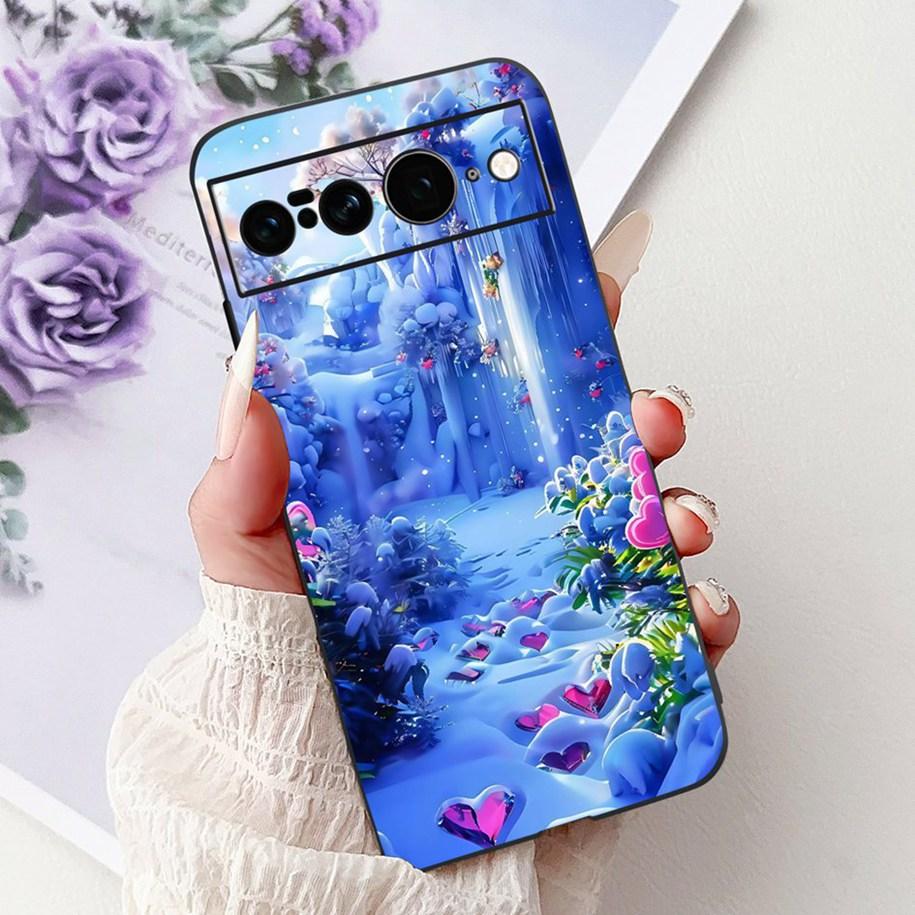 Case For Google Pixel 7 Pro Cover GE2AE New Stylish Butterfly Flower Marble Soft Black Silicone Bumper For Google Pixel 7 Fundas