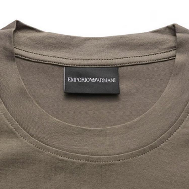 Emporio Armani Мужская футболка с вышитой нашивкой, круглым вырезом и коротким рукавом SS23, топ, хаки-коричневый, 3R1TV4-1JUVZ-0440