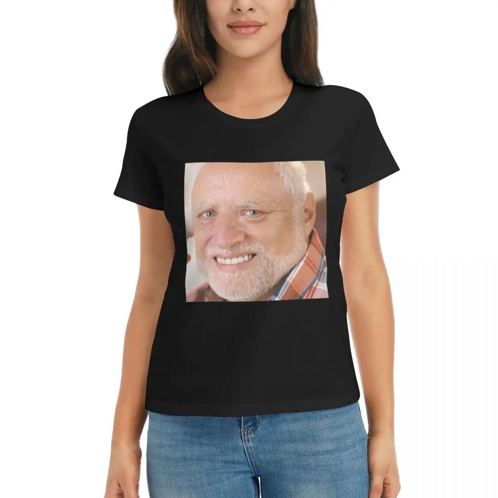 Women TShirt Hide The Pain Harold Meme Summer Short Sleeve Tees Crew Neck Cotton T Shirts Clothes Tops Streetwear