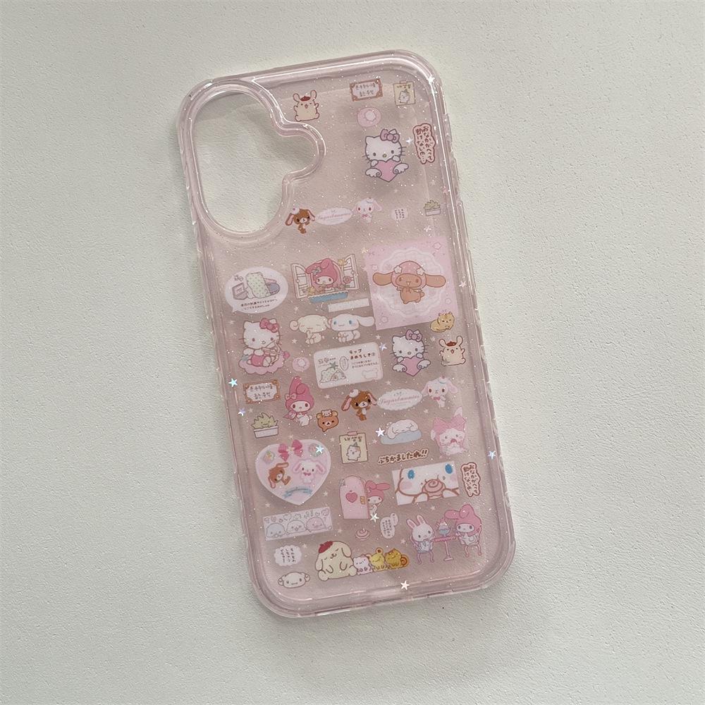 Розовый мультяшный чехол KT Cat с защитой от падения для iPhone 14/13 Pro Max