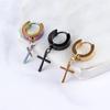 1Pc Punk Gothic Piercing Stainless Steel Cross Stars Dangle Earrings Ear Stud Pendant