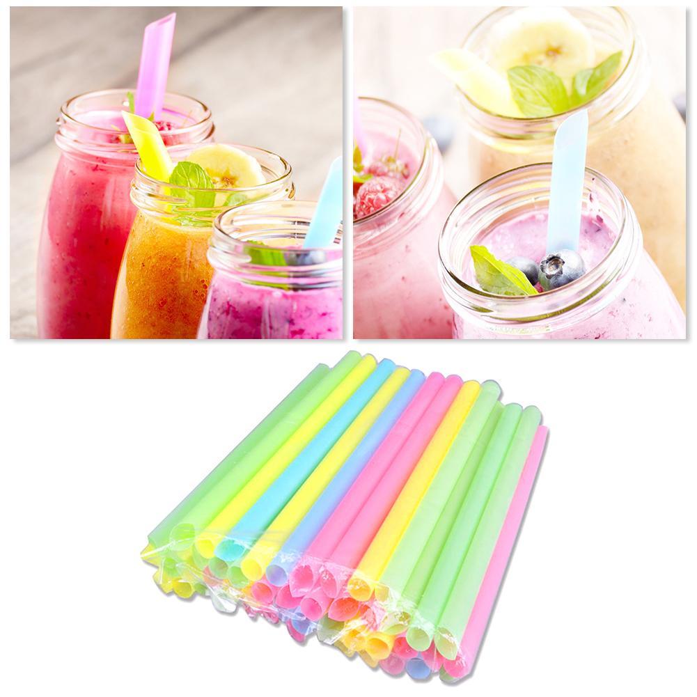 100pcs Large Drinking Straws Mixed Colors For Pearl Bubble Milk 20cm X 1cm Bar Accessories Tea Smoothie Party Plastic