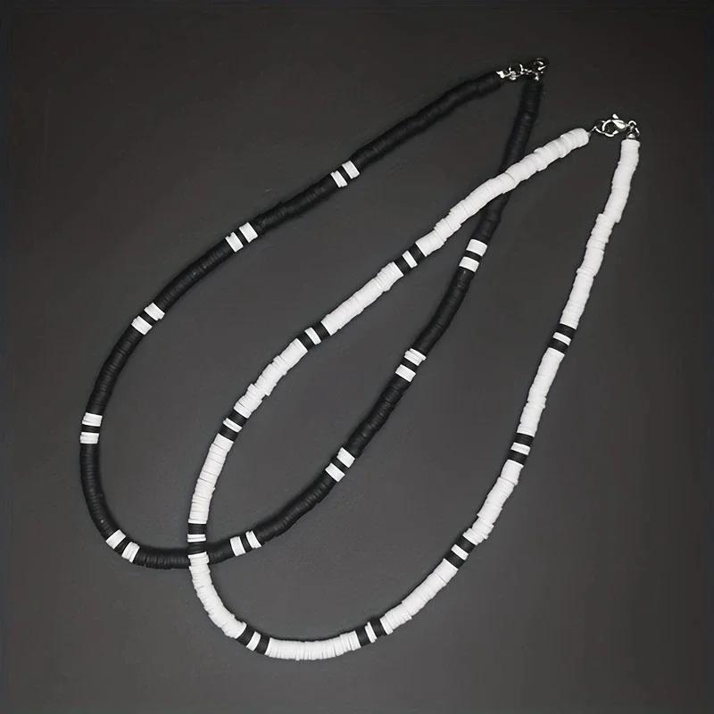 Ожерелье Hombre Bohemia Белый Черный Мягкие Полимерные Бусины Мужское Collier Homme Мужское Ожерелье для Мужчин Женщин Collana Uomo