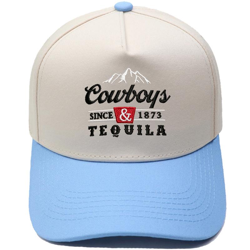 Cowboys & Tequila Truck Driver Hat Peak Embroidery Vintage Color Matching Baseball Cap Male Female Casual