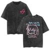 Washed T-shirt with Anime Design of Fairy Tail. Casual Cotton Summer Short-sleeved T-shirt for Both Men and Women