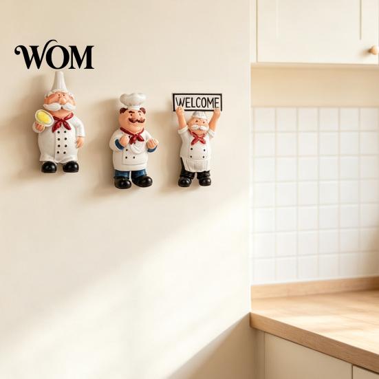 Kitchen Sink Tool Hanger Cartoon Chef Wall Hook, Resin Adhesive Toothbrush Holder, Small Multi Functional Toiletries Holder Items Decorative Organizer
