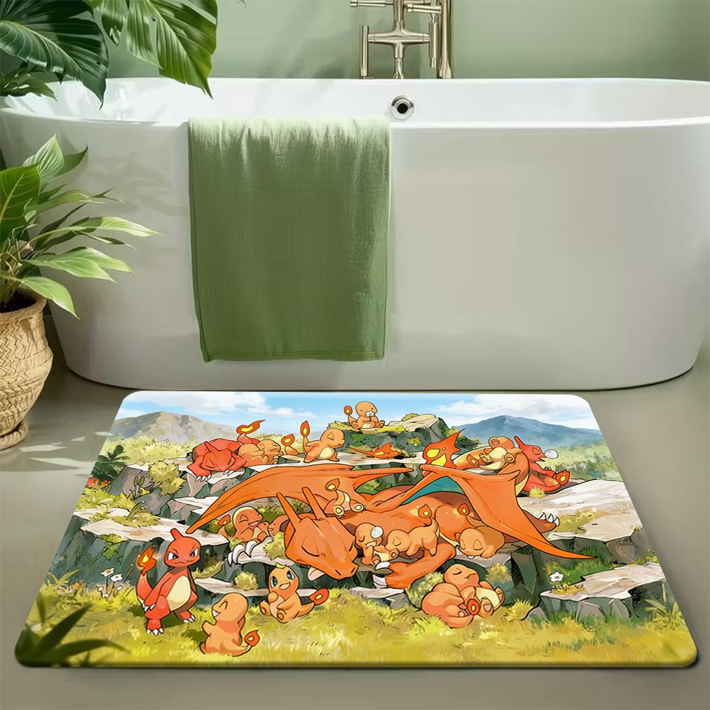 Ash Ketchum Pixel Art Dark Forest Print Doormat Non-Slip Absorbent Floor Mat for Indoor Entrance Home Decor