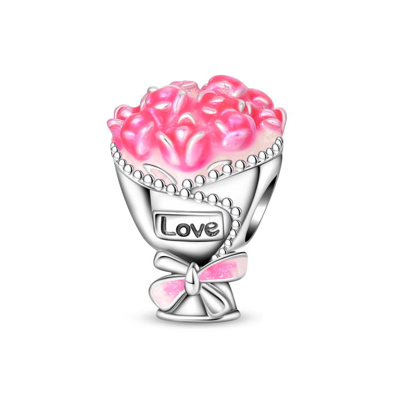 Оригинальные медные романтические свадебные шармы, кольцо для букета, роза, сердце, бусины, подвески, подходят для браслетов, сделай сам, изысканные ювелирные изделия, подарки