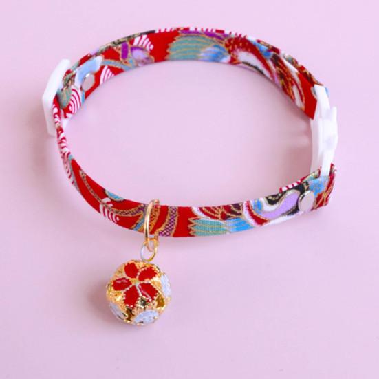 Ошейник для домашних животных в японском стиле, регулируемый отрывной ошейник для домашних животных, кошек, собак с колокольчиком