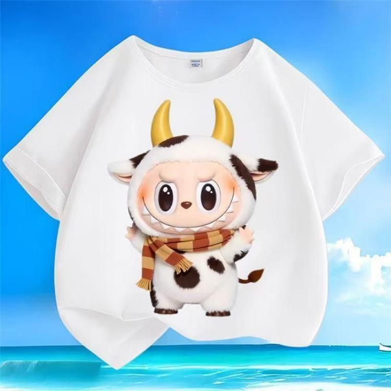 Labubu Cartoon 3d Printed Kids T Shirts Funny Boy Girls Short-Sleeved Top Casual Trend Child Clothing