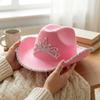 Wide Curved Brim Rhinestone Tiara Cowgirl Hat Sparkly Western Cowboy Cap  Birthday Party
