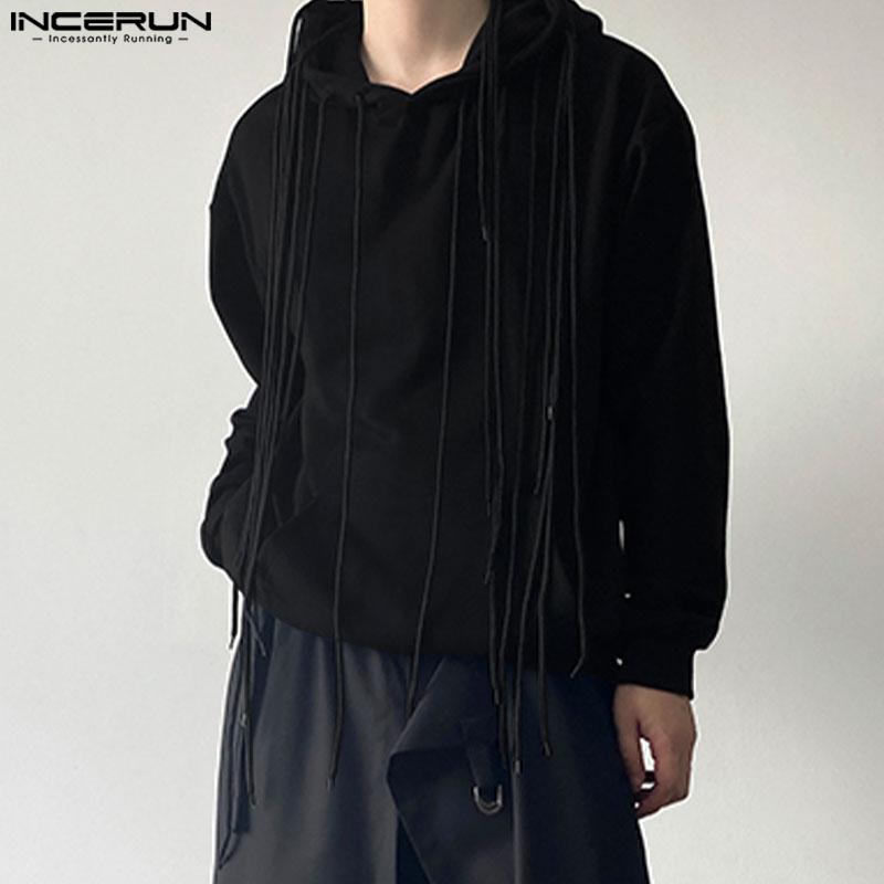 INCERUN Мужские повседневные толстовки с капюшоном и длинным рукавом с кисточками