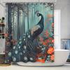 Водонепроницаемая и устойчивая к плесени шторка для душа с рисунком лесного павлина, занавеска для разделения семейной ванной комнаты, таинственный художественный стиль