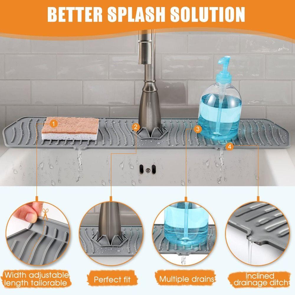 Sink Water Prevent Faucet Wraparound Faucet Absorbent Mat Splash Catcher Silicone Drain Pad